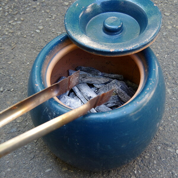 豆火消し壺 黒(陶器)