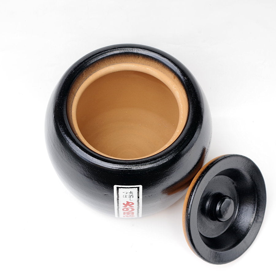 豆火消し壺 黒（陶器）